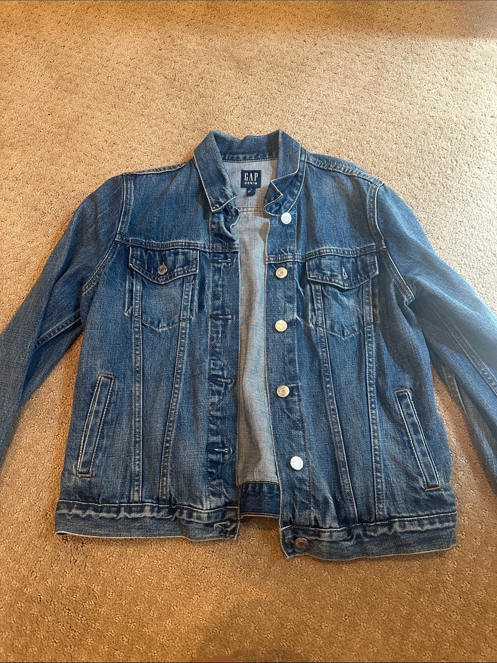 GAP Medium Blue Denim Jacket with Button Front